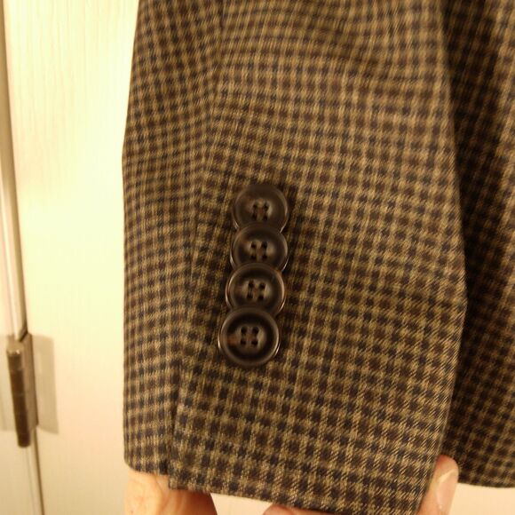 Michael Kors MK sport coat blazer mens 44R brown checker 2 button double vented - Picture 4 of 11